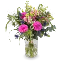 Kytice s jiřinami a eustomou